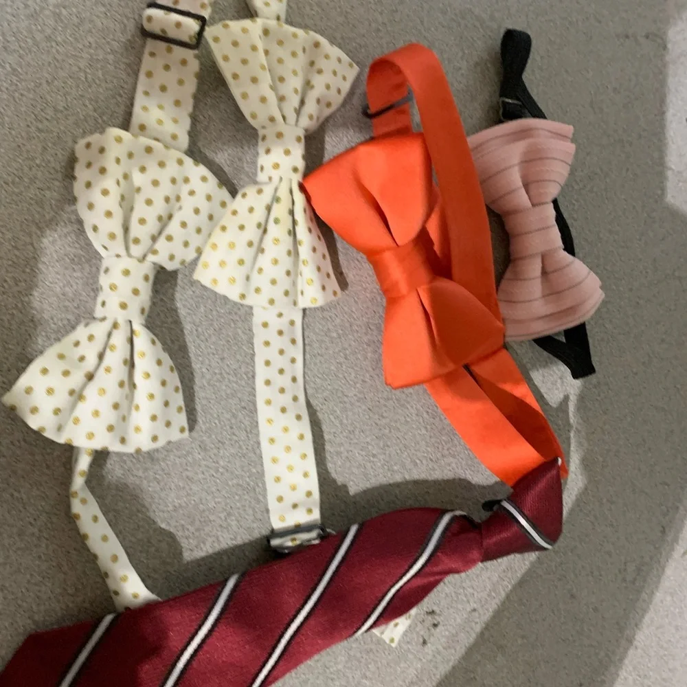 Kids Bow Tie and Necktie Set - Orange, Pink, Red, White
